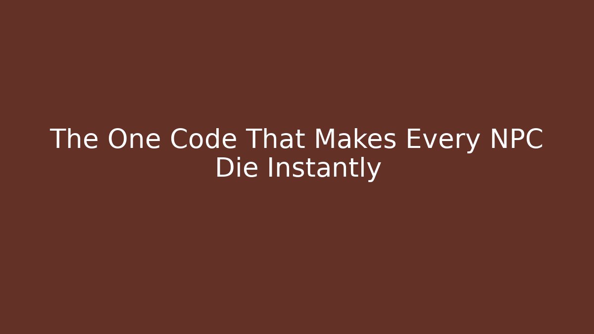 The One Code That Makes Every NPC Die Instantly - Critter Realm