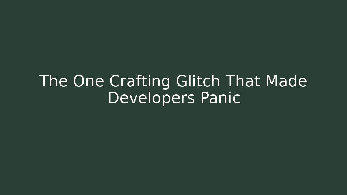 The One Crafting Glitch That Made Developers Panic