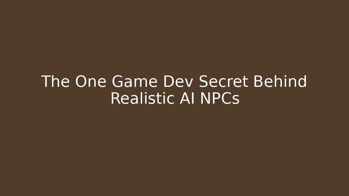 The One Game Dev Secret Behind Realistic AI NPCs - Critter Realm