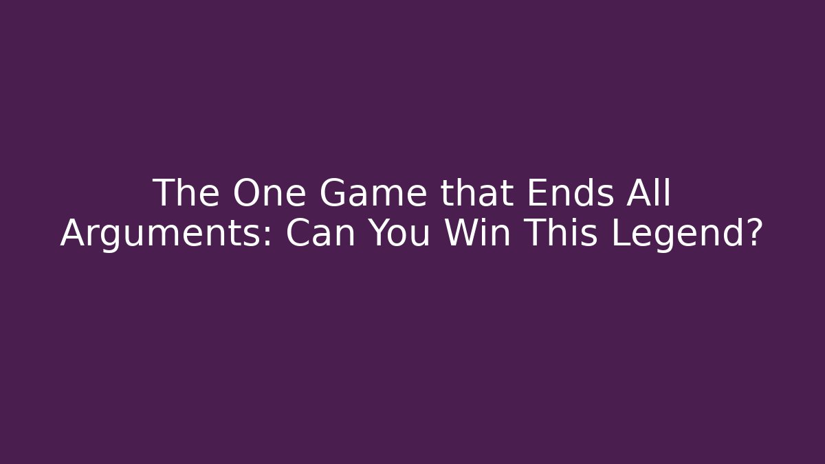 The One Game that Ends All Arguments: Can You Win This Legend? - Critter Realm