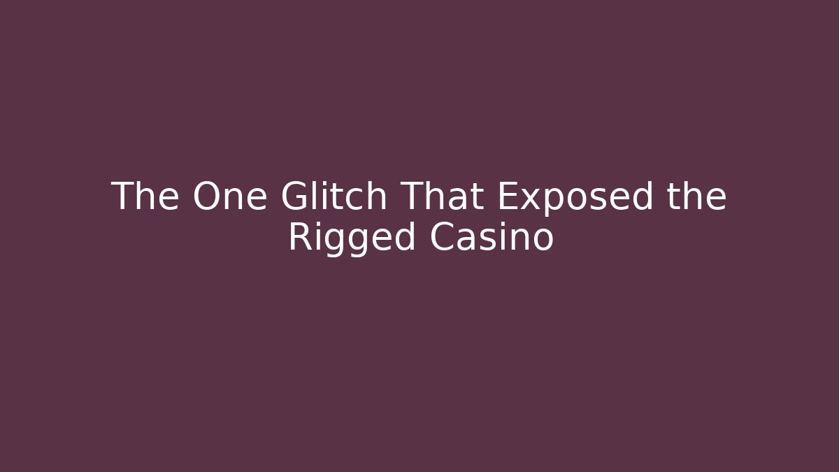 The One Glitch That Exposed the Rigged Casino