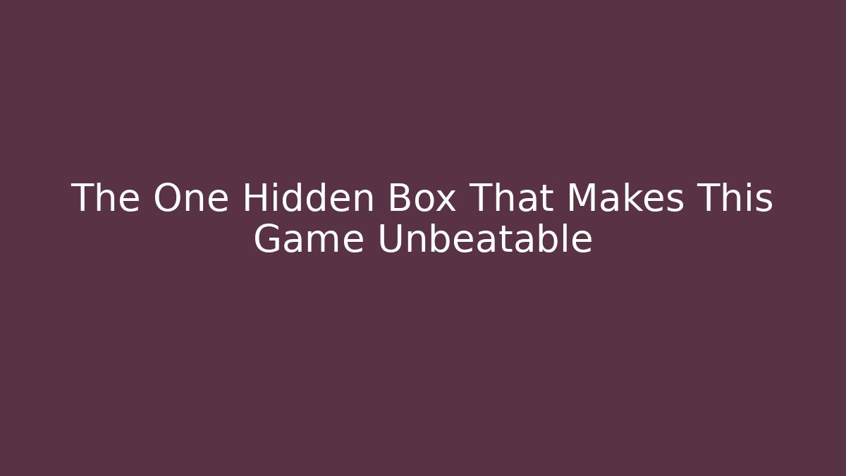 The One Hidden Box That Makes This Game Unbeatable - Critter Realm