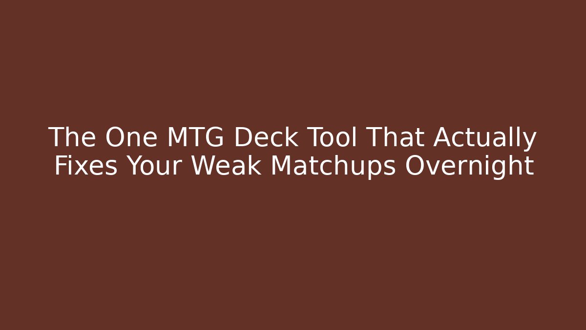 The One MTG Deck Tool That Actually Fixes Your Weak Matchups Overnight