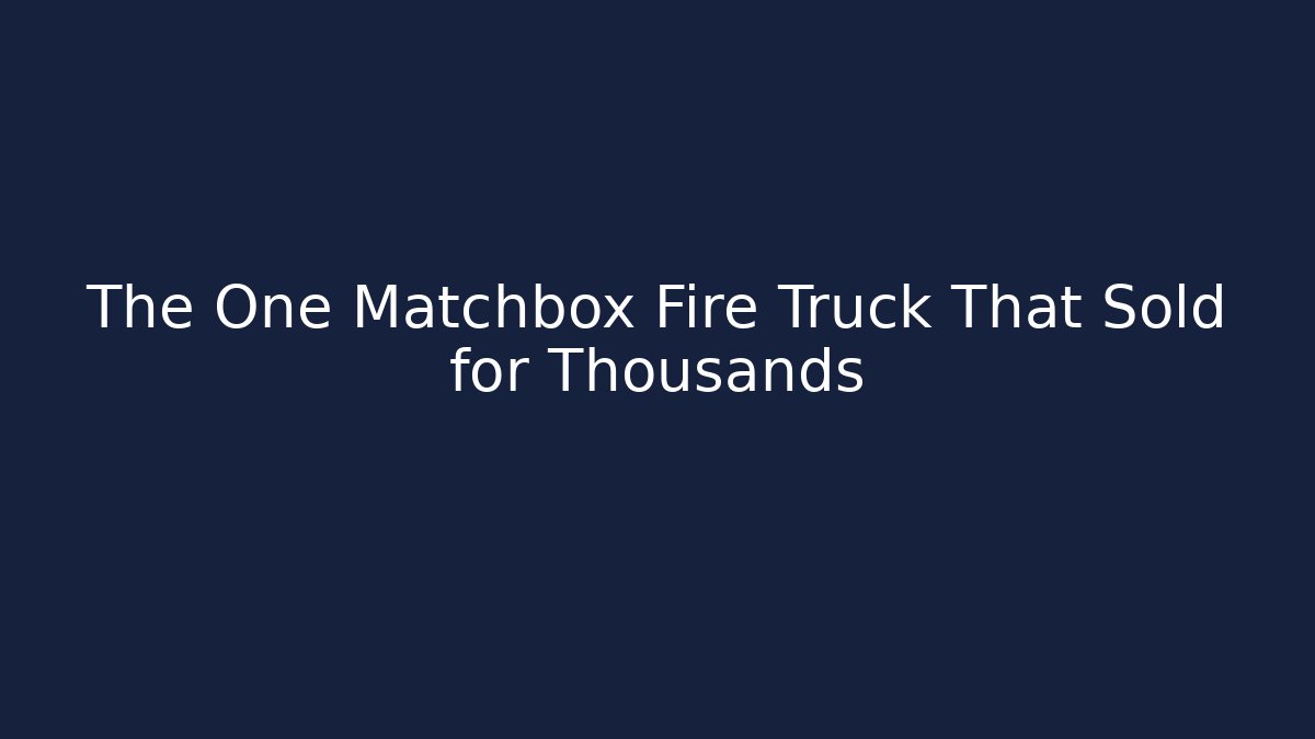 The One Matchbox Fire Truck That Sold for Thousands