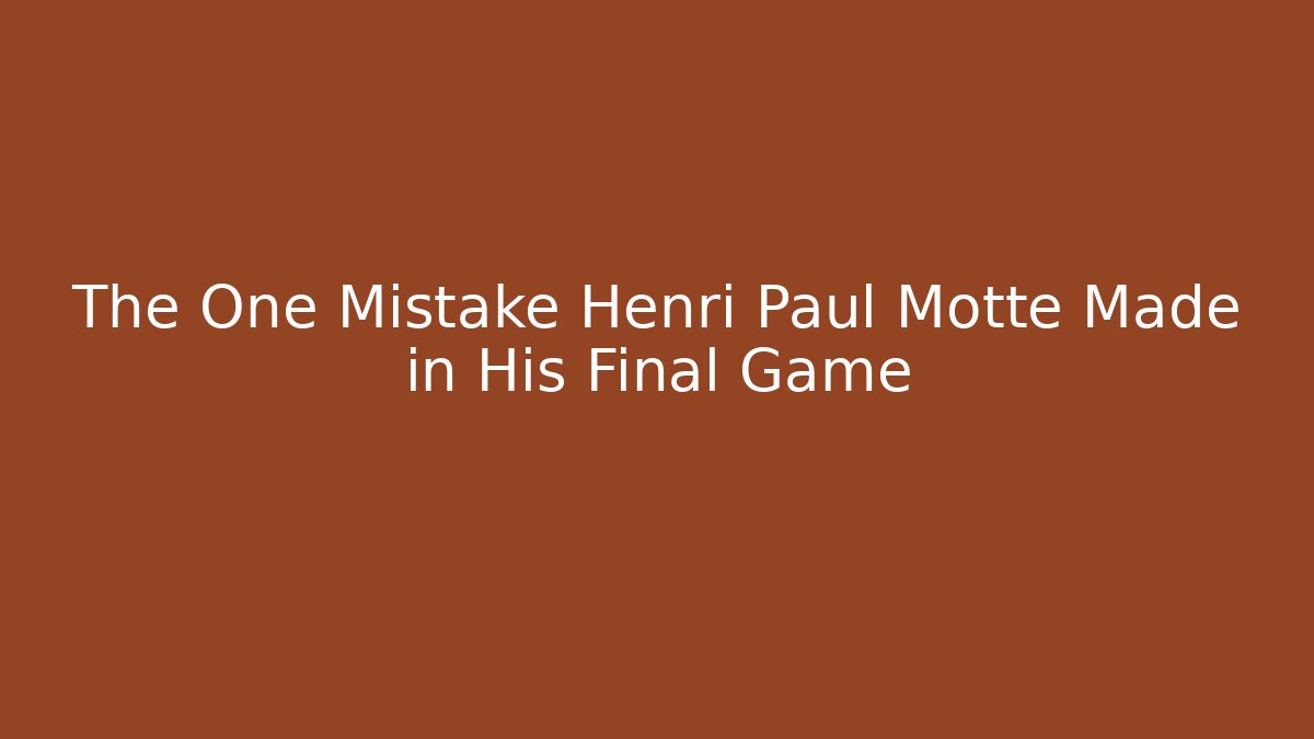 The One Mistake Henri Paul Motte Made in His Final Game