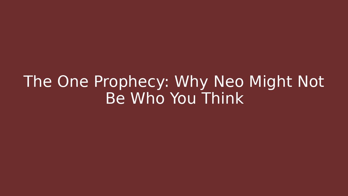 The One Prophecy: Why Neo Might Not Be Who You Think