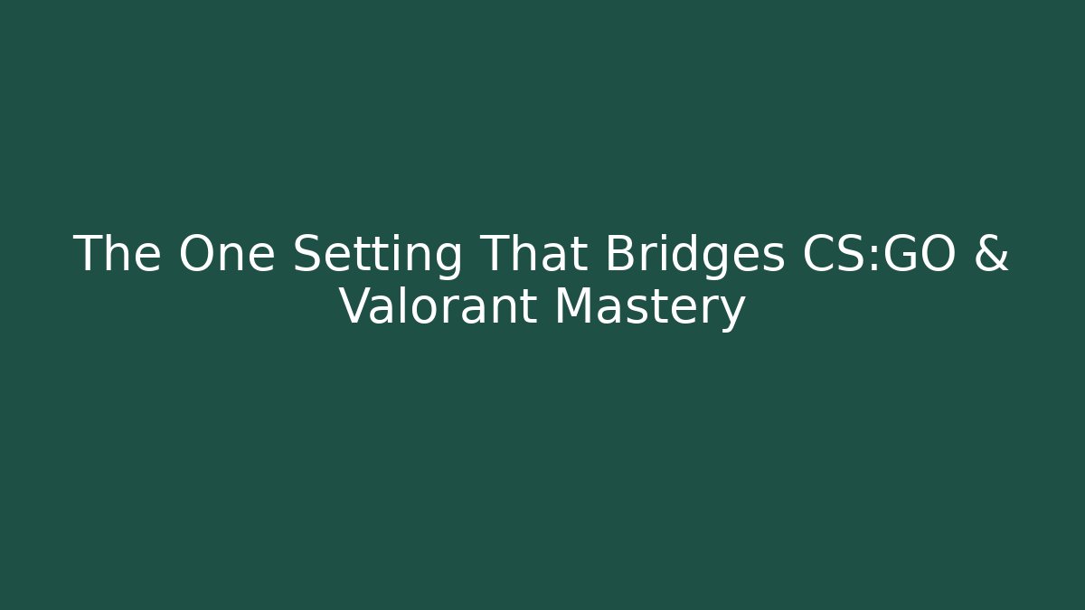 The One Setting That Bridges CS:GO & Valorant Mastery