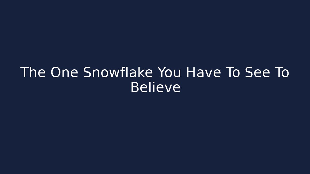 The One Snowflake You Have To See To Believe