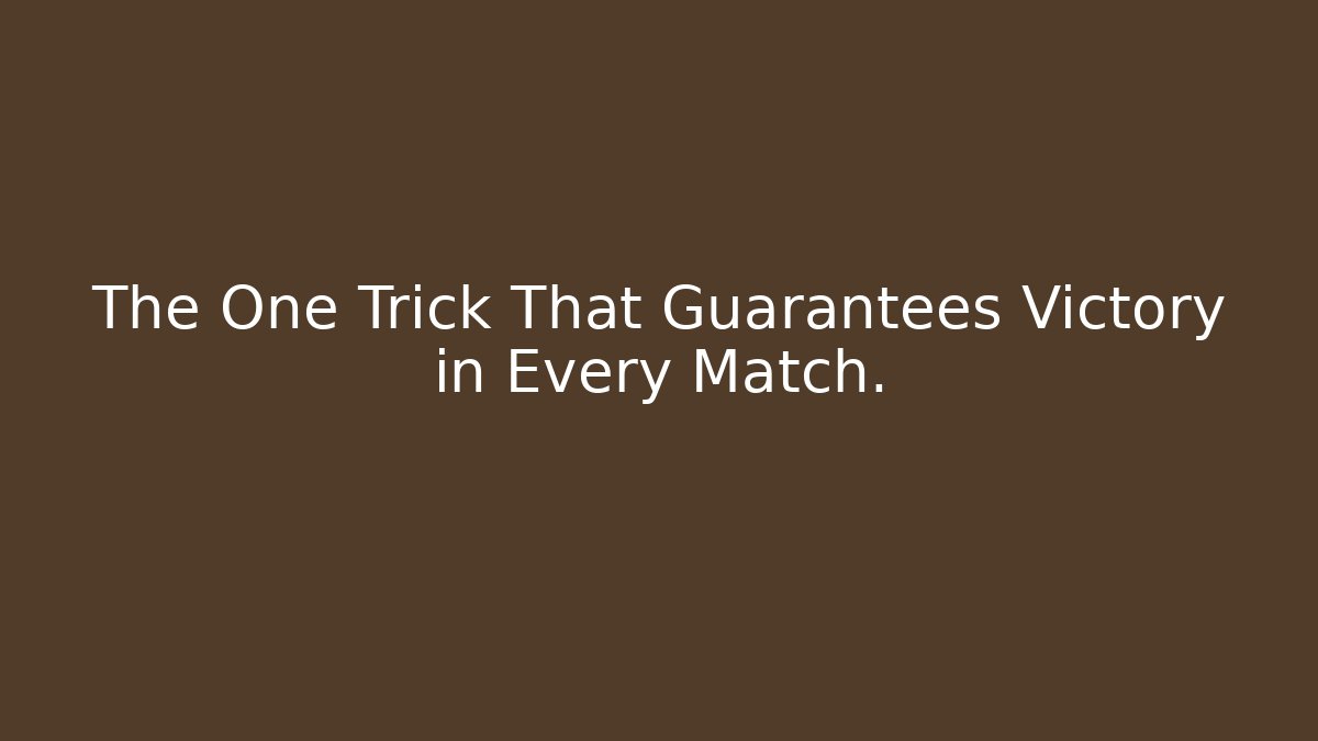 The One Trick That Guarantees Victory in Every Match. - Critter Realm