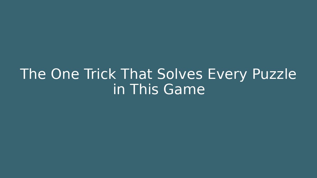 The One Trick That Solves Every Puzzle in This Game - Critter Realm