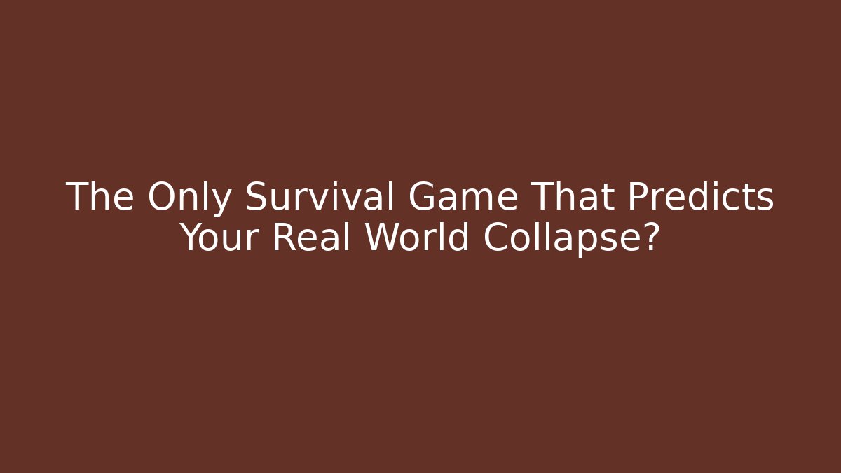 The Only Survival Game That Predicts Your Real World Collapse?