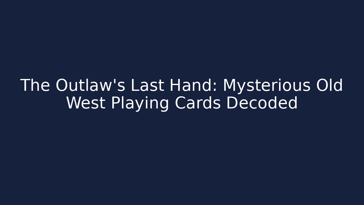 The Outlaw's Last Hand: Mysterious Old West Playing Cards Decoded