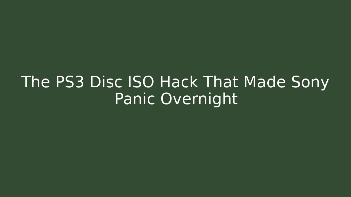 The PS3 Disc ISO Hack That Made Sony Panic Overnight