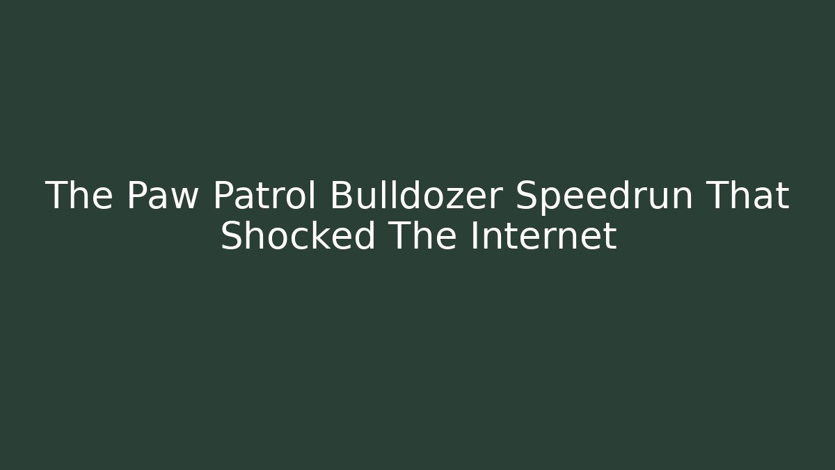 The Paw Patrol Bulldozer Speedrun That Shocked The Internet