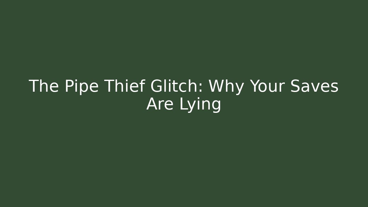 The Pipe Thief Glitch: Why Your Saves Are Lying