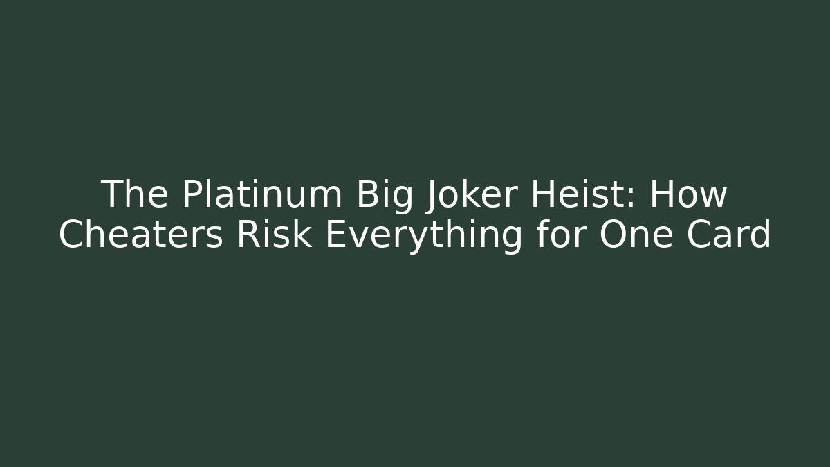 The Platinum Big Joker Heist: How Cheaters Risk Everything for One Card