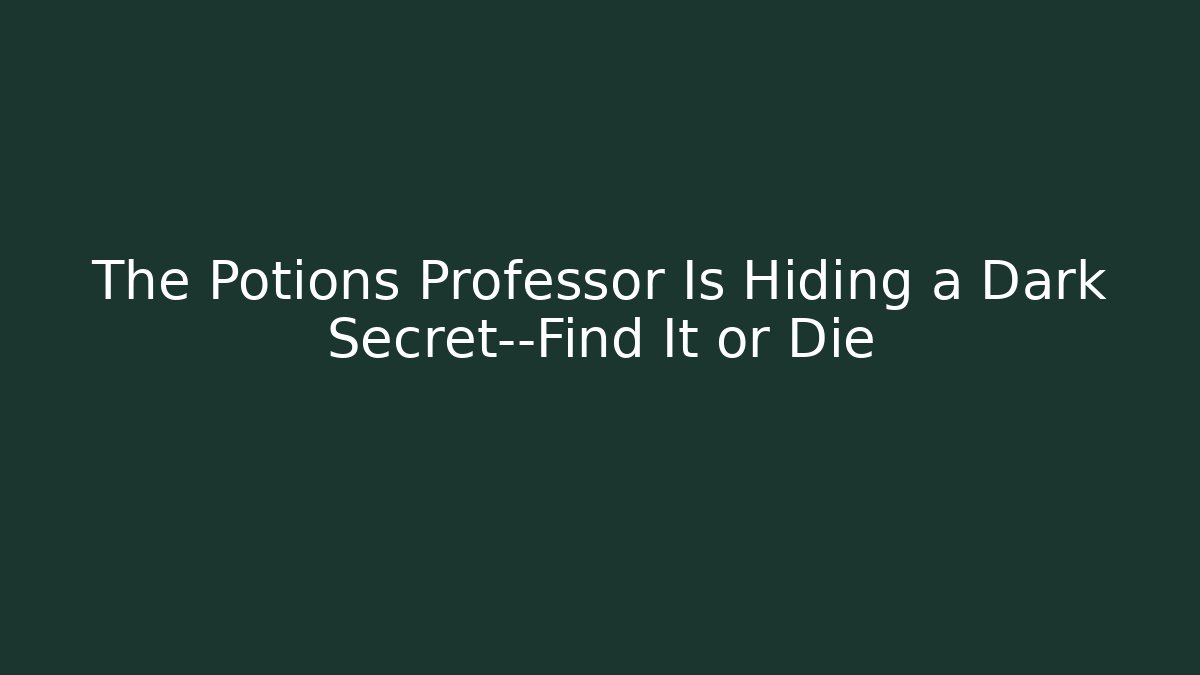 The Potions Professor Is Hiding a Dark Secret—Find It or Die
