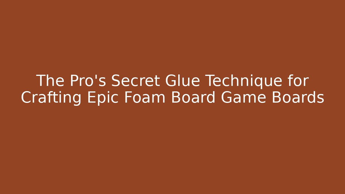 The Pro's Secret Glue Technique for Crafting Epic Foam Board Game Boards