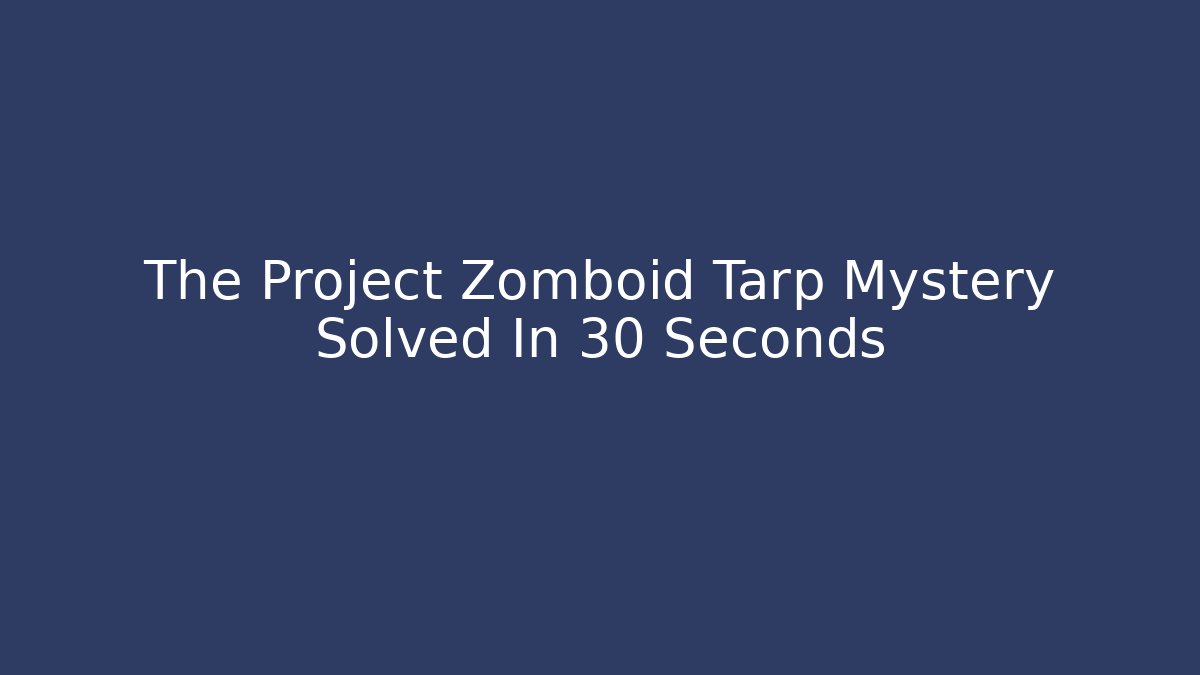 The Project Zomboid Tarp Mystery Solved In 30 Seconds