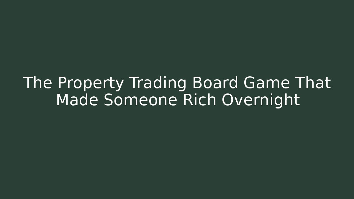 The Property Trading Board Game That Made Someone Rich Overnight