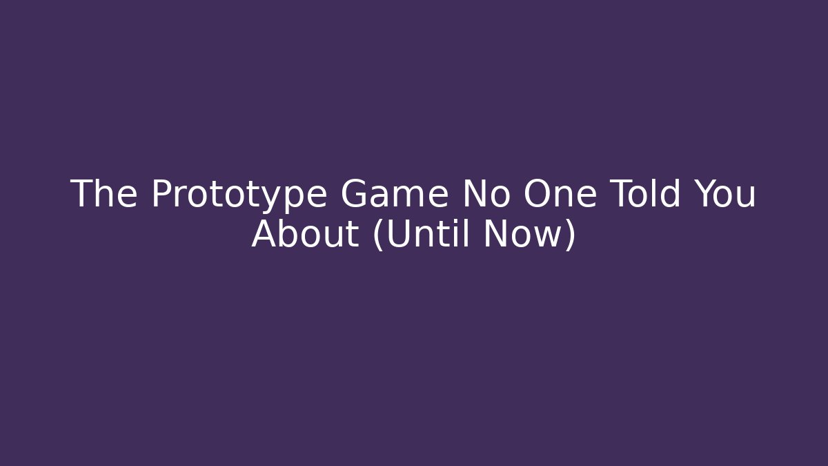 The Prototype Game No One Told You About (Until Now) - Critter Realm