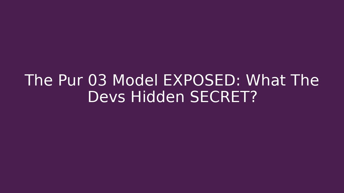 The Pur 03 Model EXPOSED: What The Devs Hidden SECRET? - Critter Realm