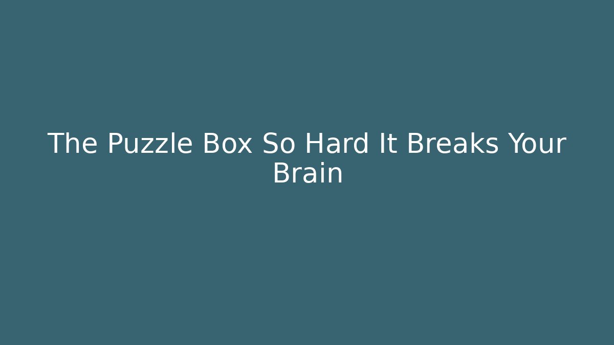 The Puzzle Box So Hard It Breaks Your Brain