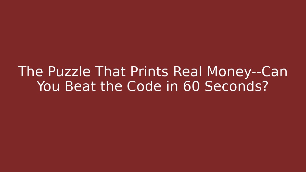 The Puzzle That Prints Real Money—Can You Beat the Code in 60 Seconds?