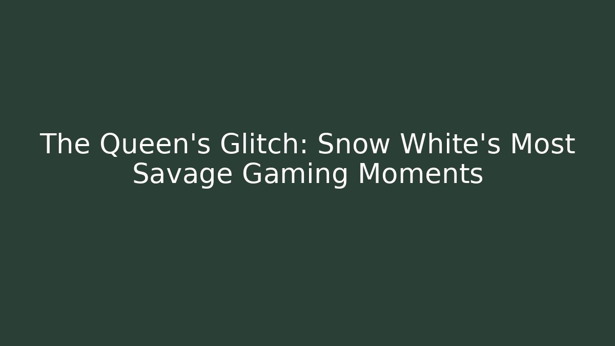 The Queen's Glitch: Snow White's Most Savage Gaming Moments