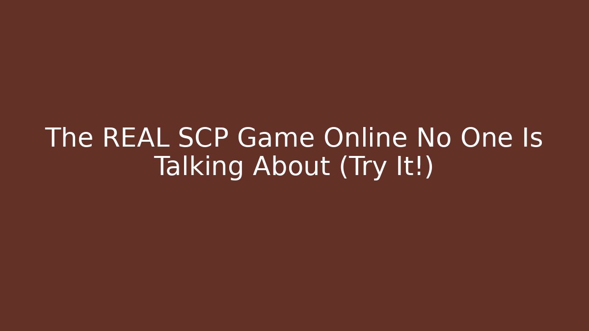 The REAL SCP Game Online No One Is Talking About (Try It!)