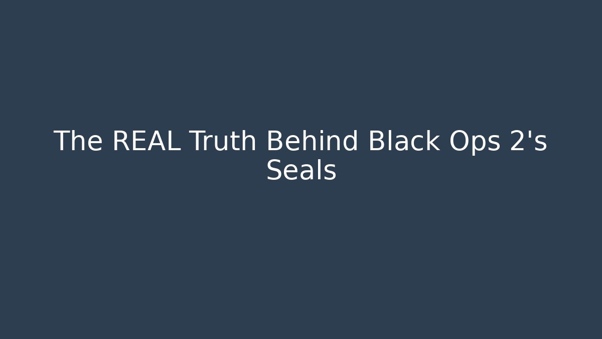 The REAL Truth Behind Black Ops 2's Seals