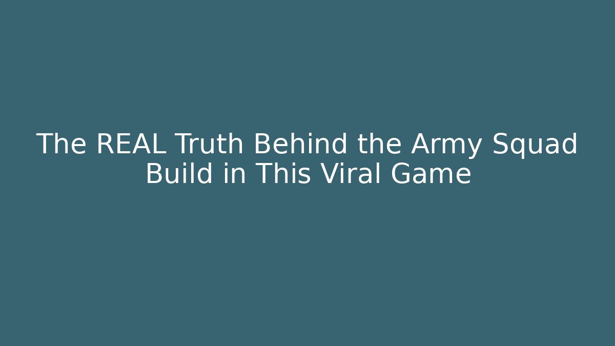 The REAL Truth Behind the Army Squad Build in This Viral Game - Critter Realm
