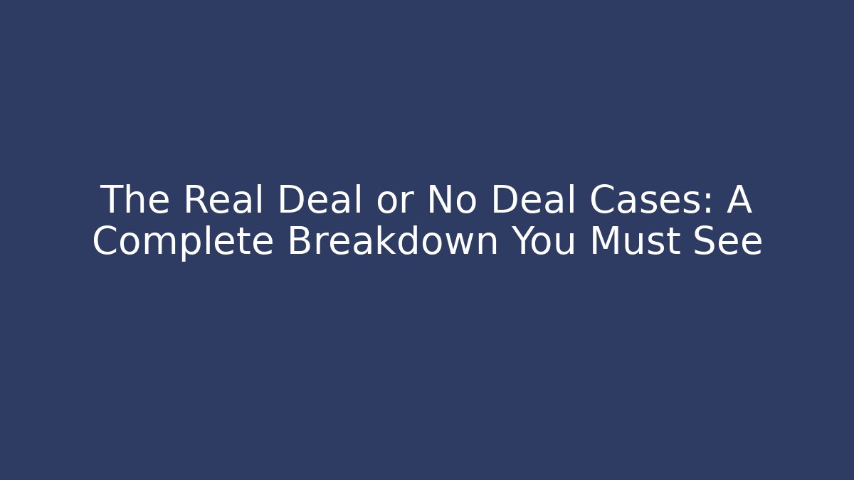 The Real Deal or No Deal Cases: A Complete Breakdown You Must See