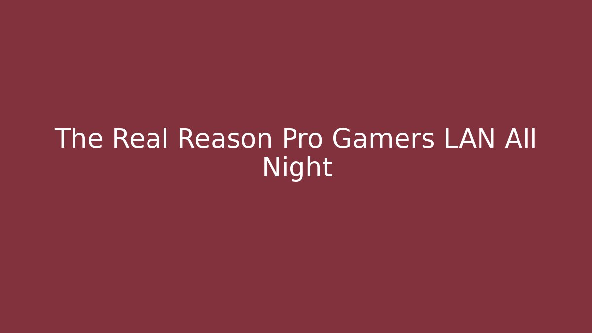 The Real Reason Pro Gamers LAN All Night