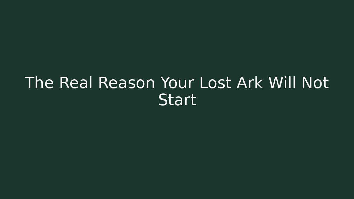 The Real Reason Your Lost Ark Will Not Start