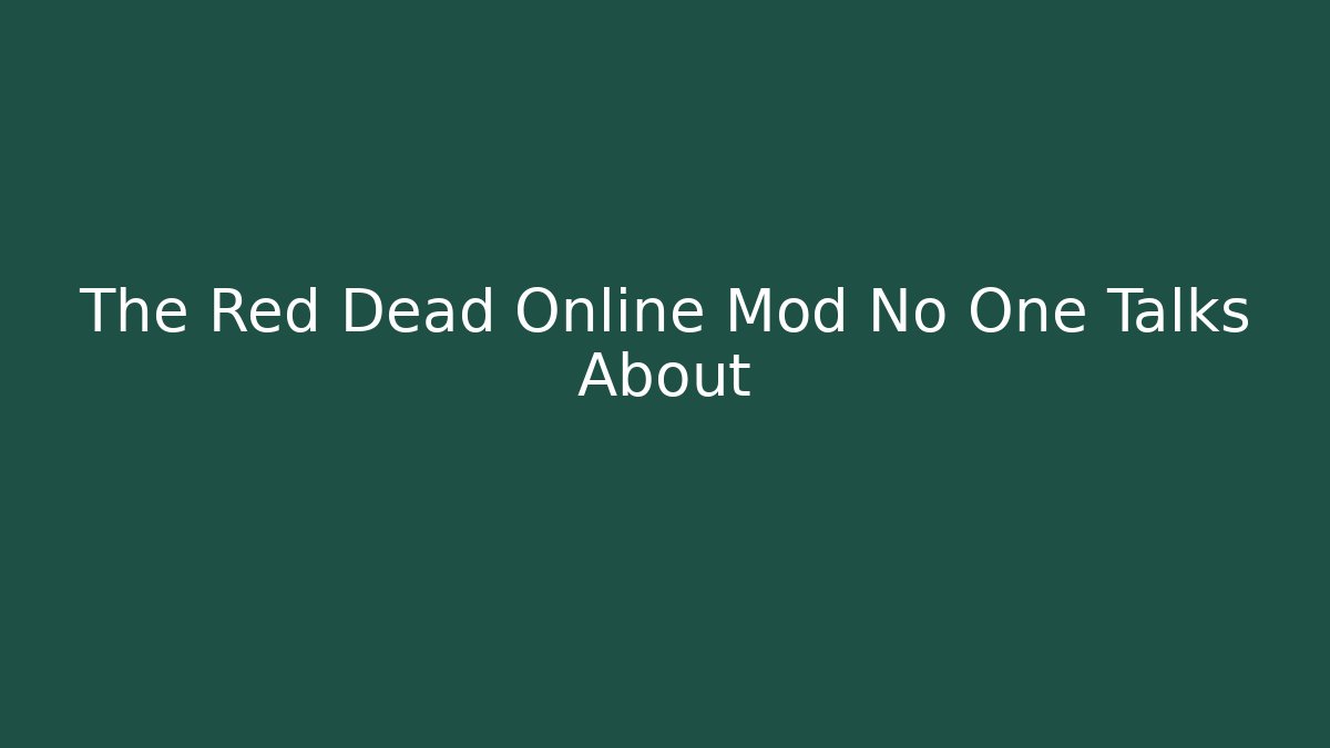 The Red Dead Online Mod No One Talks About - Critter Realm