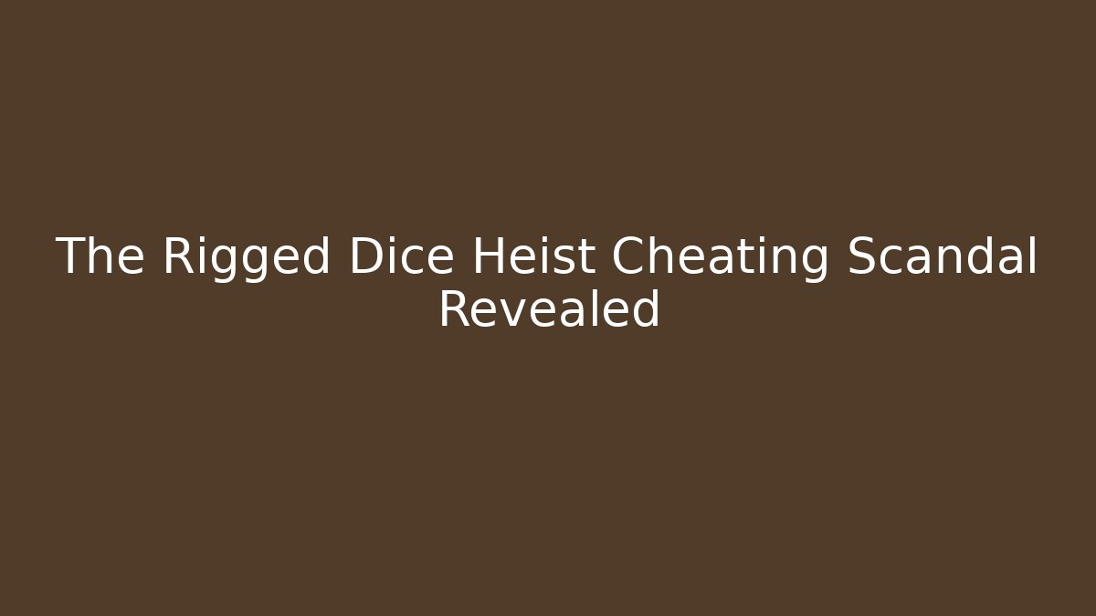The Rigged Dice Heist Cheating Scandal Revealed