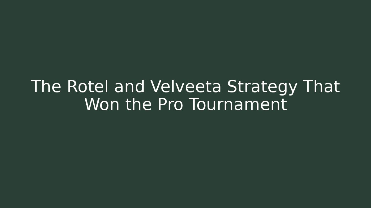 The Rotel and Velveeta Strategy That Won the Pro Tournament