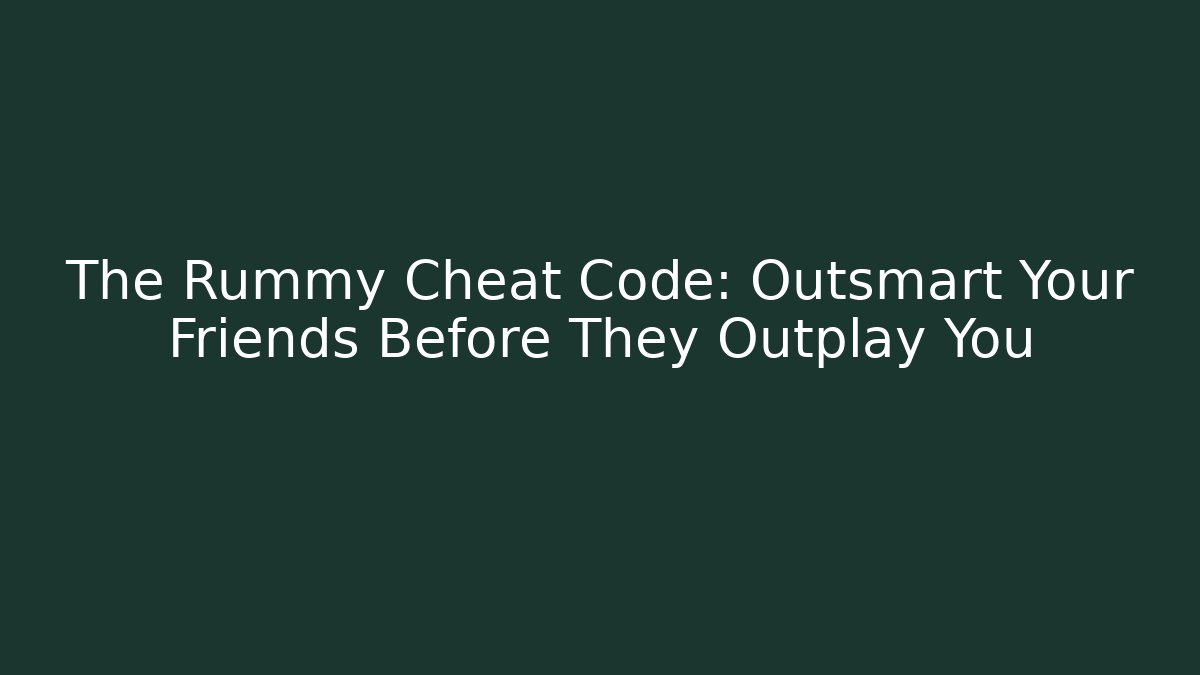 The Rummy Cheat Code: Outsmart Your Friends Before They Outplay You