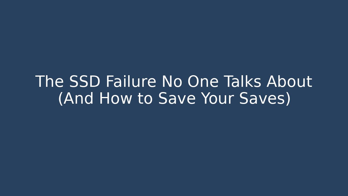 The SSD Failure No One Talks About (And How to Save Your Saves) - Critter Realm