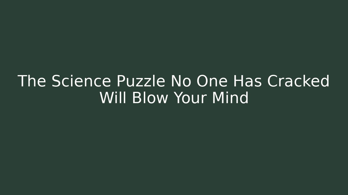 The Science Puzzle No One Has Cracked Will Blow Your Mind