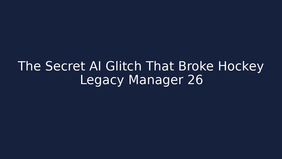 The Secret AI Glitch That Broke Hockey Legacy Manager 26