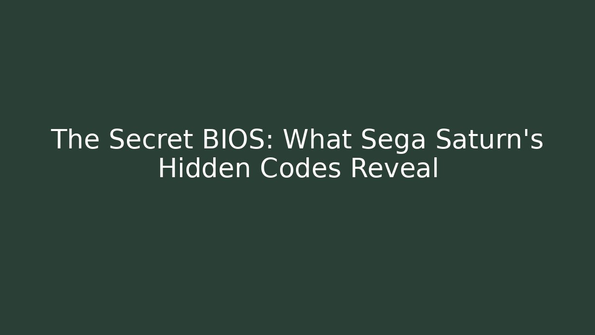 The Secret BIOS: What Sega Saturn's Hidden Codes Reveal