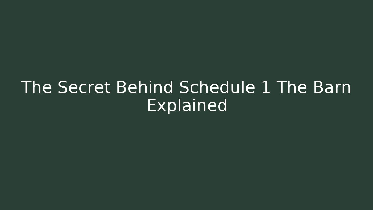 The Secret Behind Schedule 1 The Barn Explained
