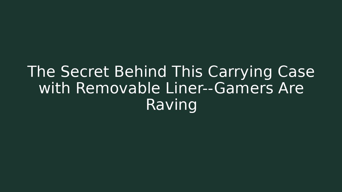 The Secret Behind This Carrying Case with Removable Liner—Gamers Are Raving