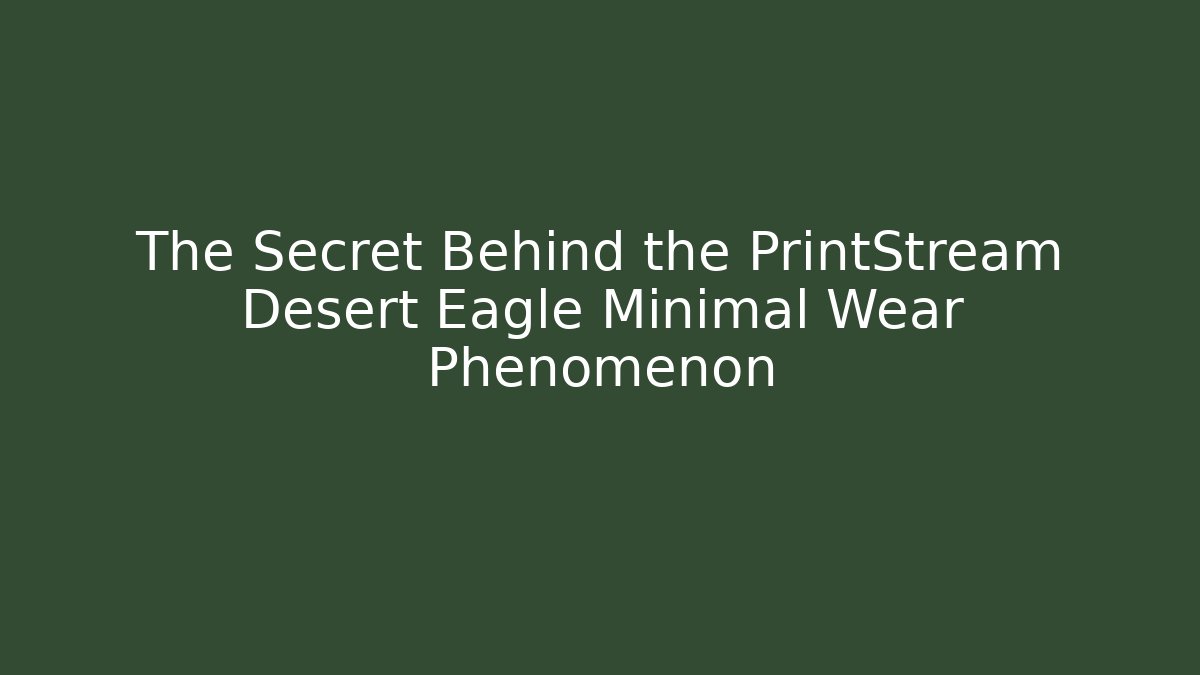 The Secret Behind the PrintStream Desert Eagle Minimal Wear Phenomenon