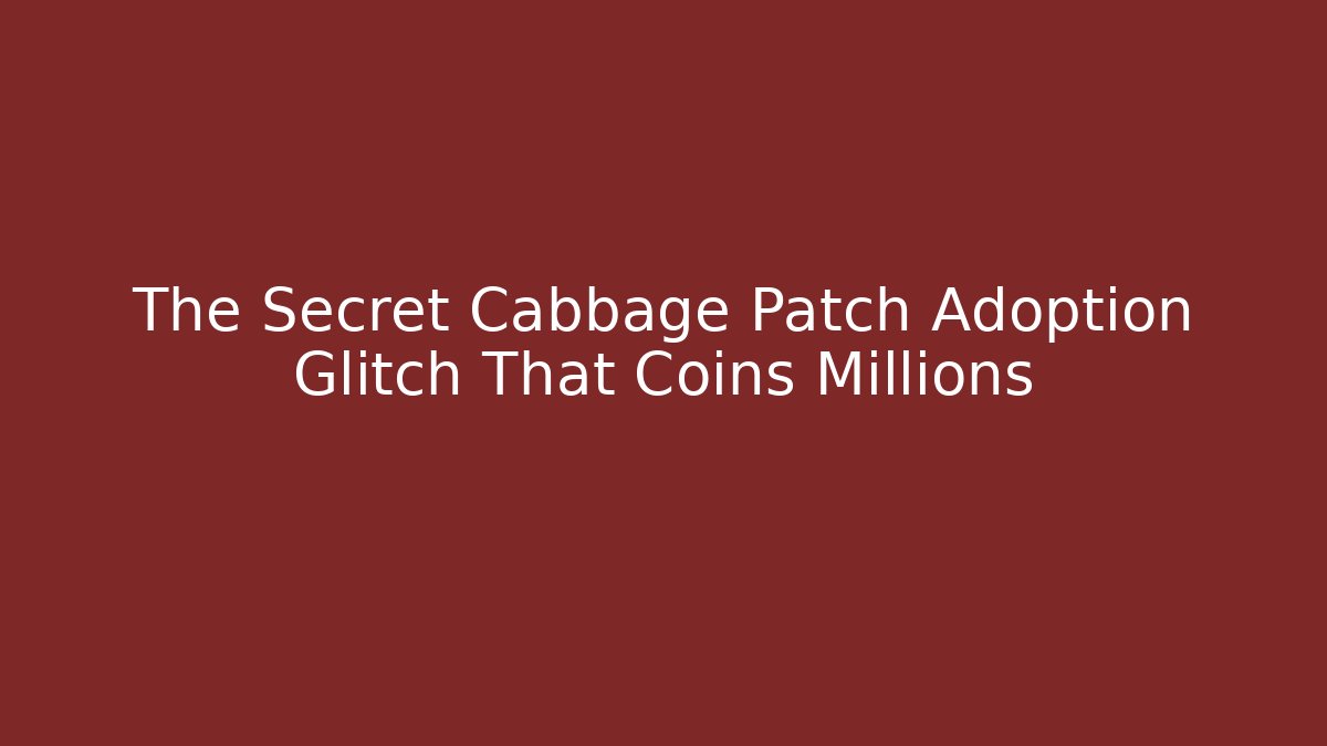 The Secret Cabbage Patch Adoption Glitch That Coins Millions