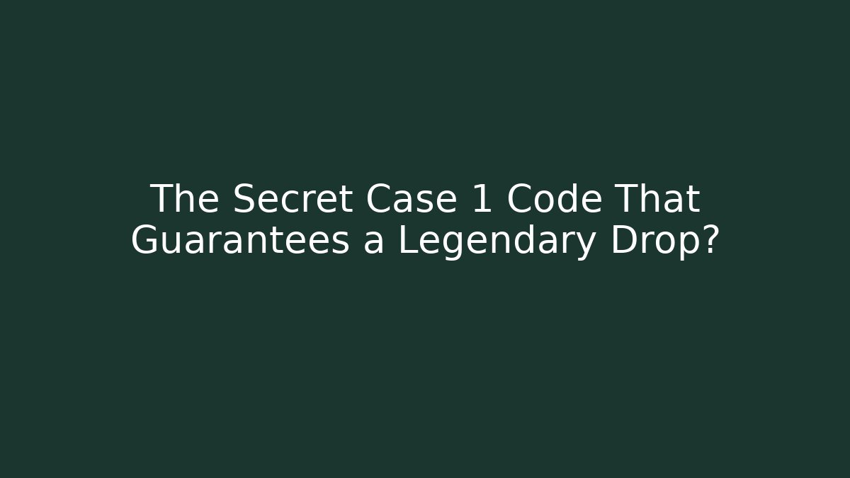 The Secret Case 1 Code That Guarantees a Legendary Drop? - Critter Realm