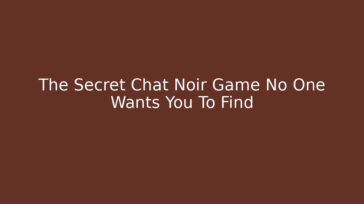 The Secret Chat Noir Game No One Wants You To Find