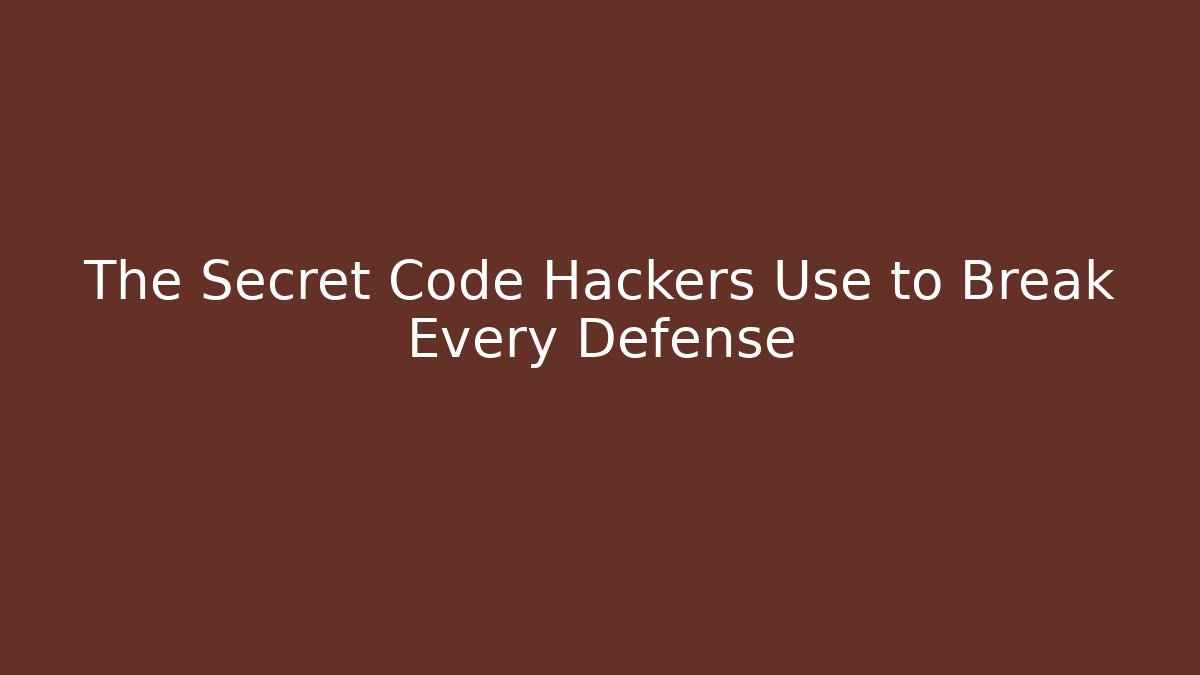 The Secret Code Hackers Use to Break Every Defense - Critter Realm